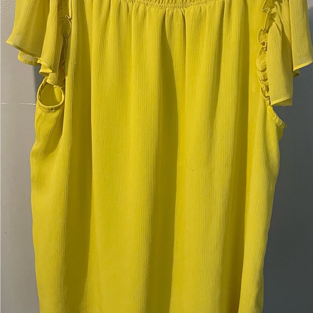Yellow Ruffled Off-Shoulder Top - Picture 5 of 9